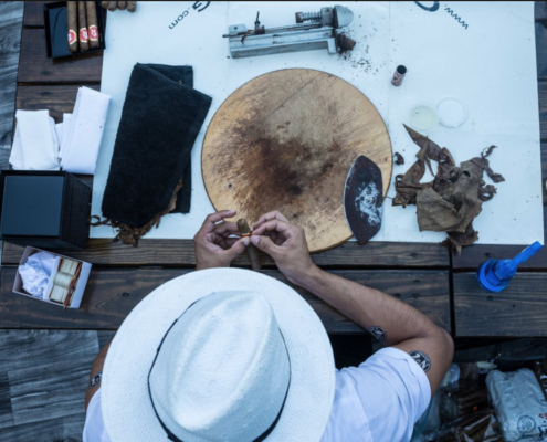 Onsite cigar rolling captivated guests and provided takeaways from this birthday celebration.